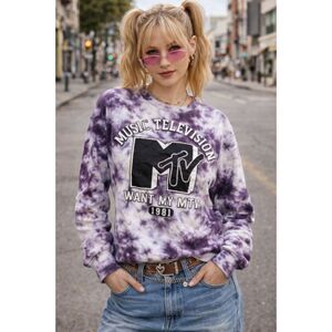 1981 Retro Vintage Look Viacom MTV Tie Dye Sweatshirt Women's Small